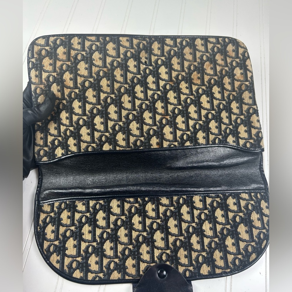 Christian Dior Black and Tan Monogram PVC Trotter Clutch - Picture 7 of 8